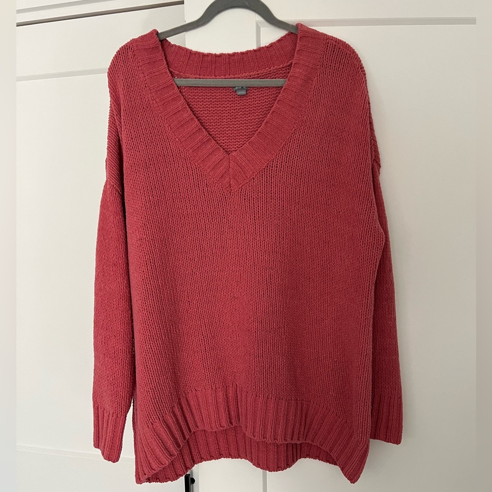 Aerie Women's V-Neck Sweater in Red